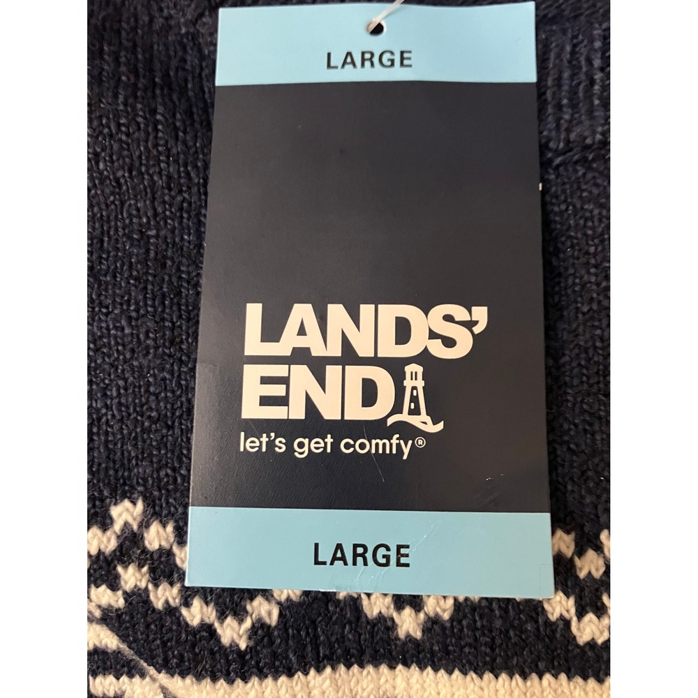 NWT Lands End Polar Bear Fair Isle Sweater Navy Large - Picture 2 of 4